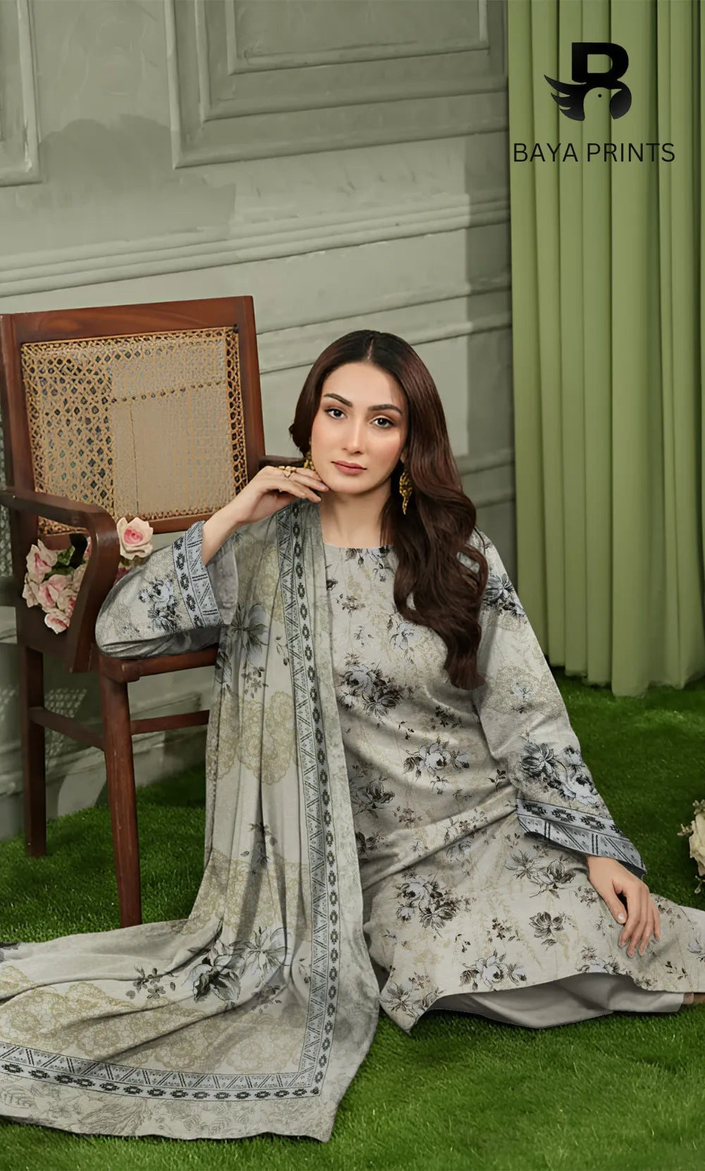 3 Piece Unstitched Karandi Suit BA-V10-1