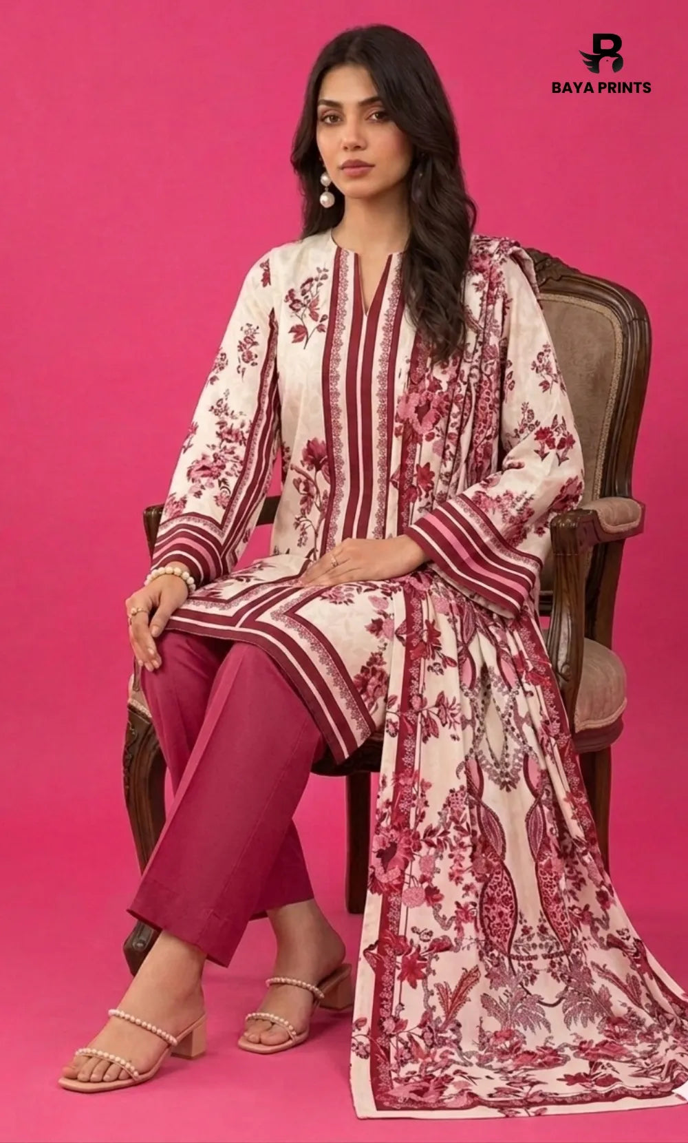 3PC Printed Lawn | Unstitched | BA-V25