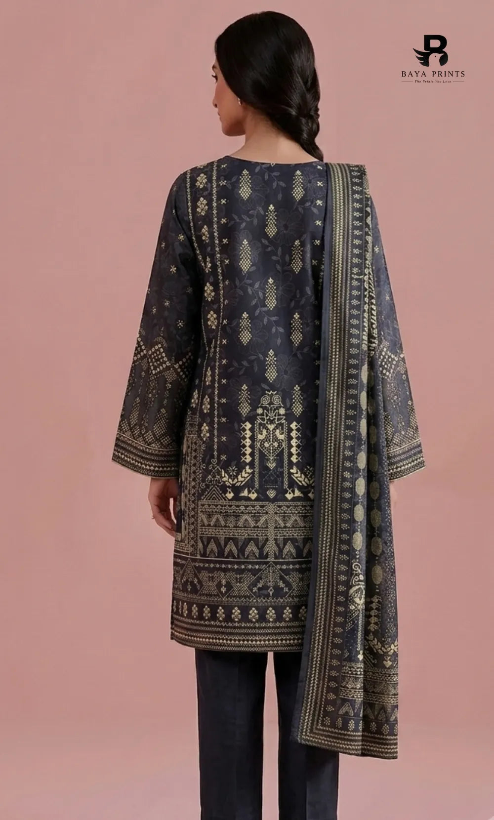 3PC Printed Lawn | Unstitched | M.B |V-2