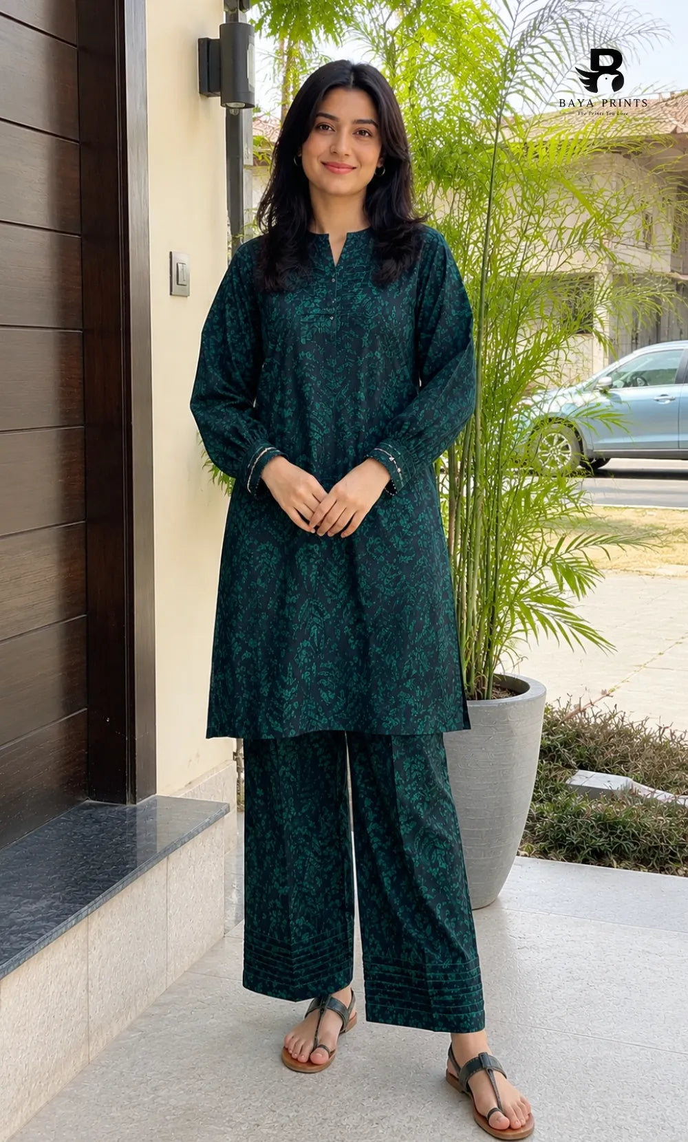 2PC Unstitched Printed Lawn Suit – Orlina (5 Meters)