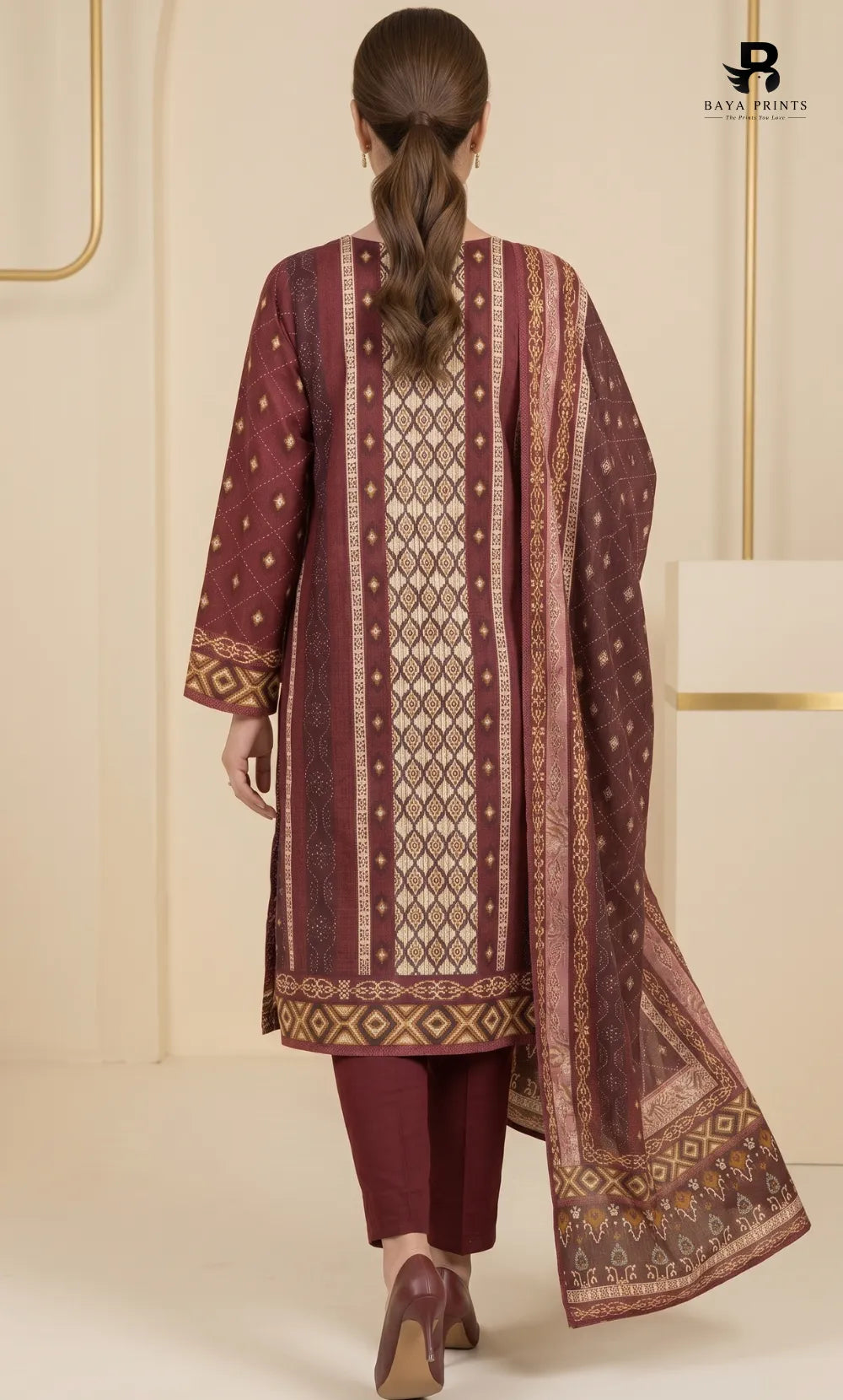 3PC Printed Karandi | Unstitched | BA-V2-01