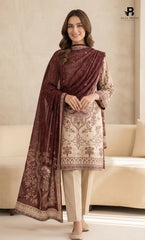 3PC Printed Linen | Unstitched | BA-V2-01