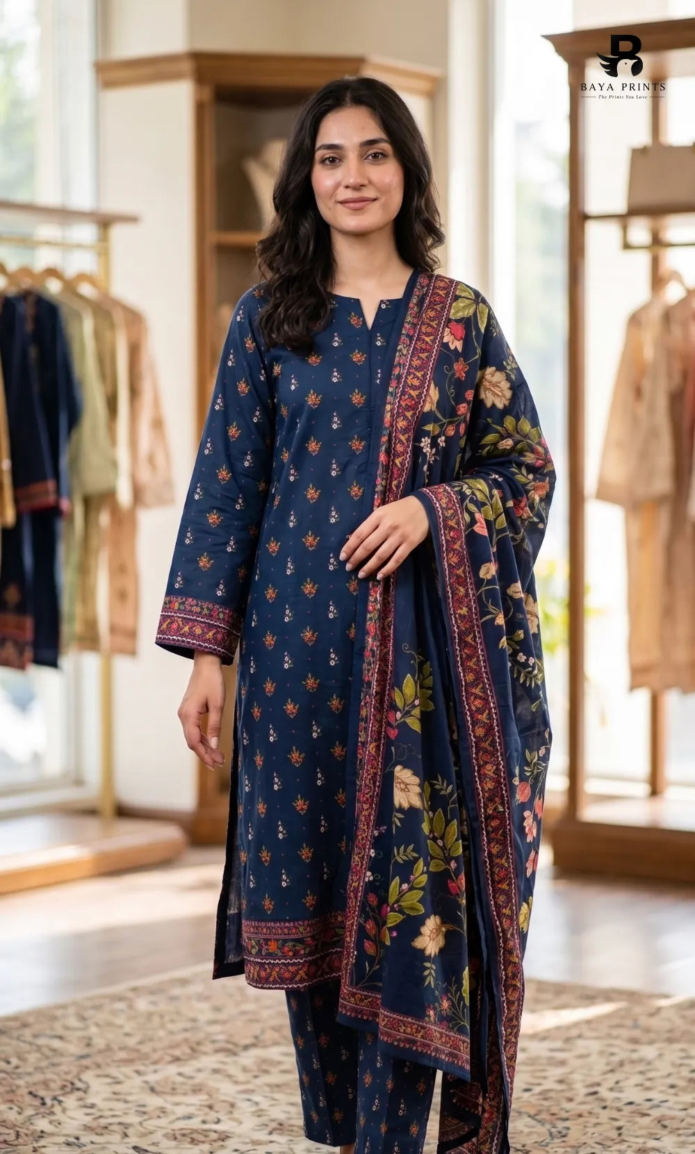 3 Piece Unstitched Printed Viscose Suit-BA-V11