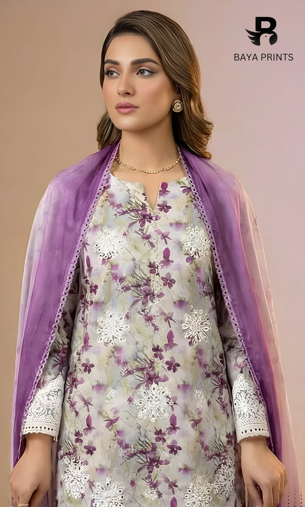 Vireza 3 Piece Unstitched Floral Embroidered Lawn Suit-02