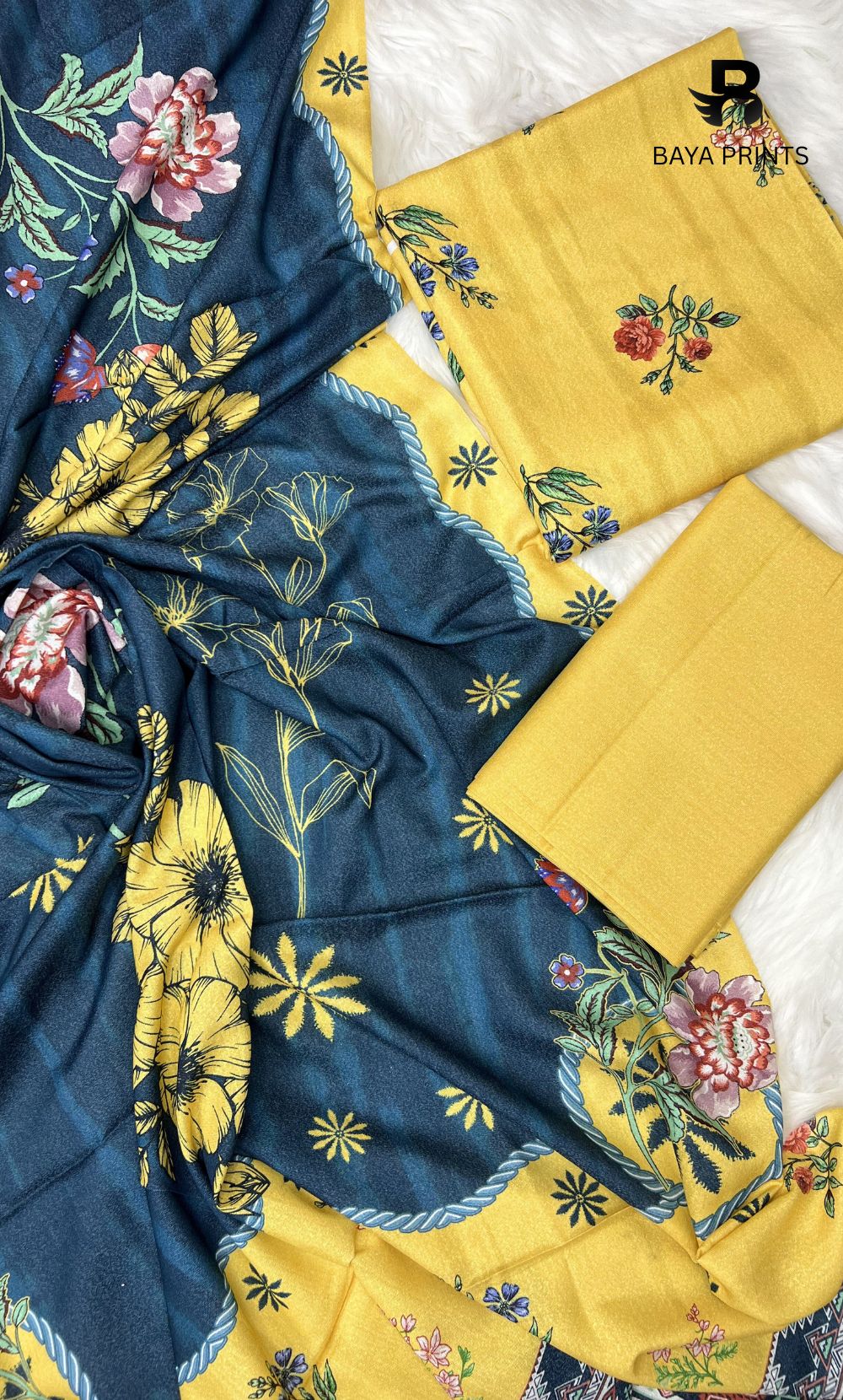 3 Piece Unstitched Karandi Suit BA-V6 006