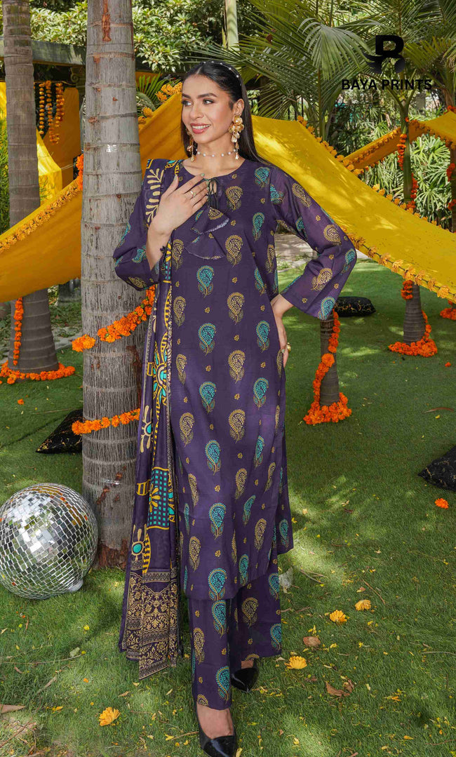 3 Piece Unstitched Printed Lawn Suit -BA-V21B-10 Main Image