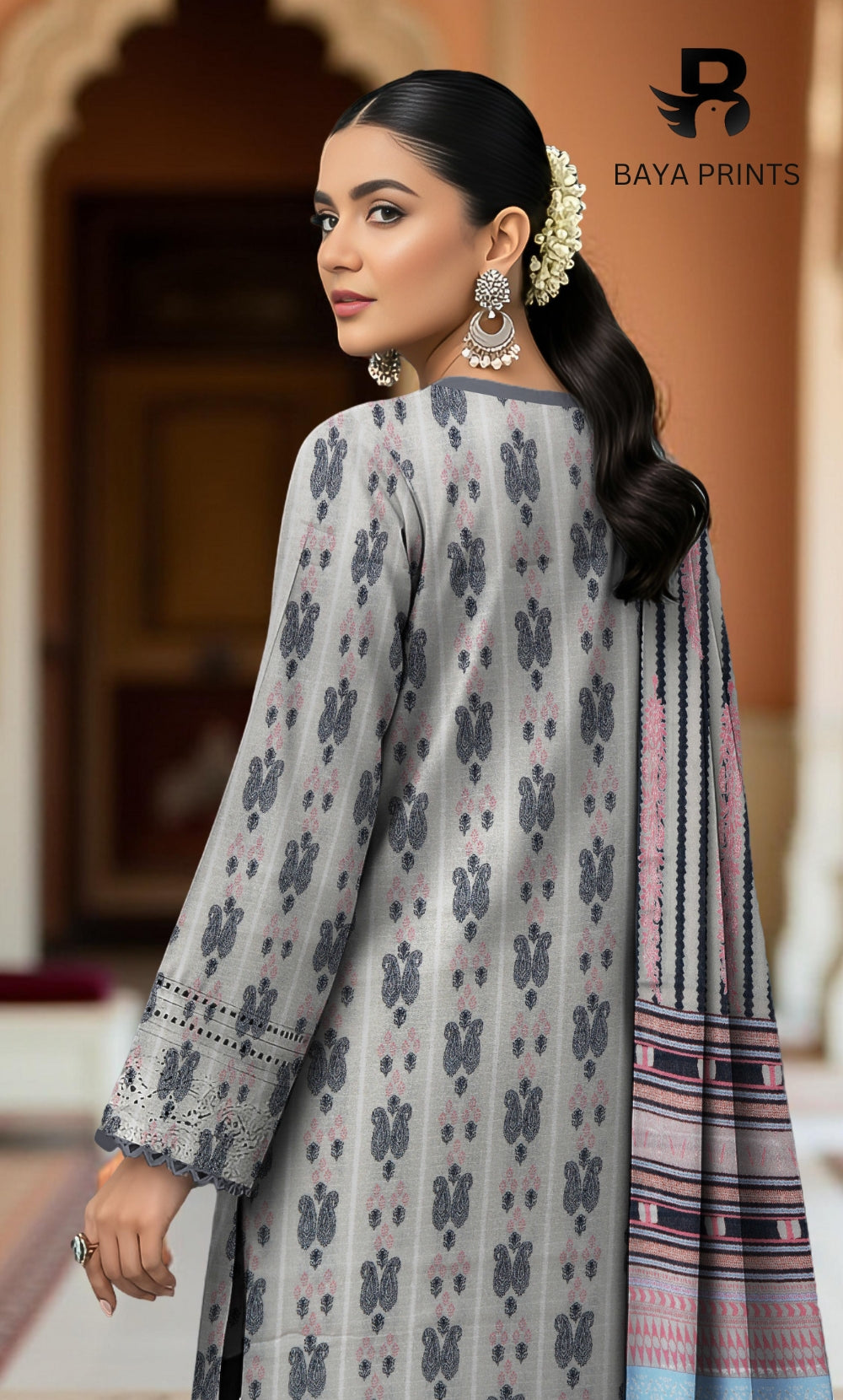 3 Piece Unstitched Karandi Suit BA-V8-01