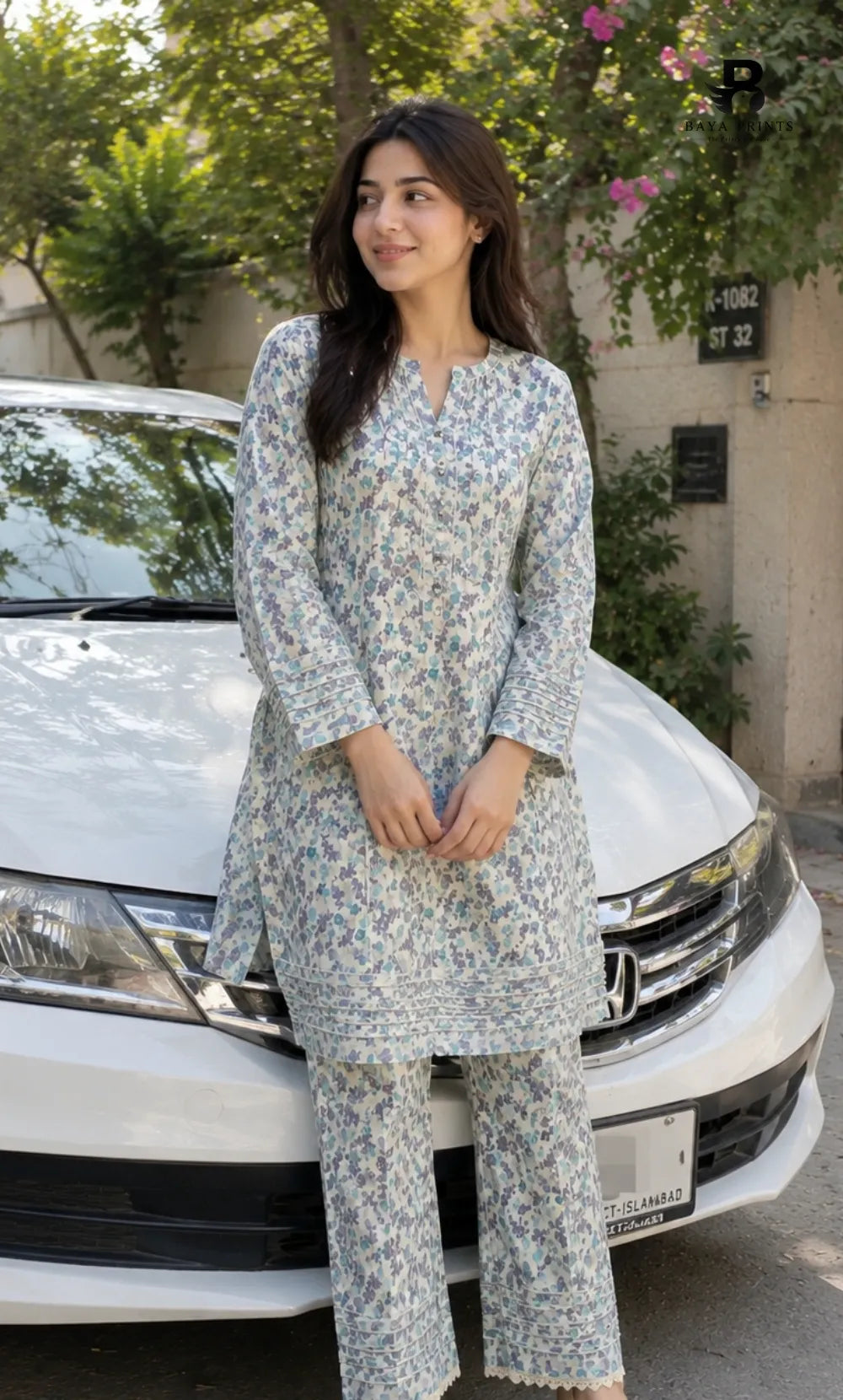 2PC Unstitched Printed Lawn Suit -Orlina