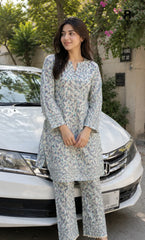 2PC Unstitched Printed Lawn Suit -Orlina