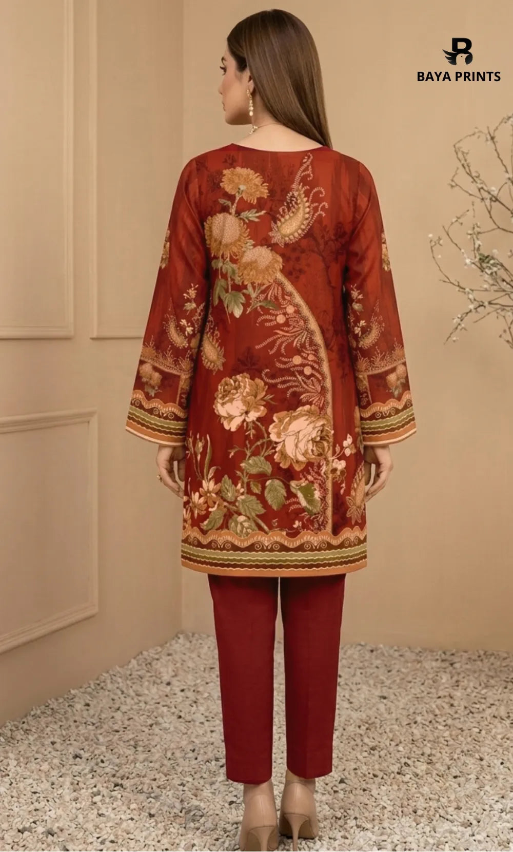 3PC Printed Lawn | Unstitched |  M.B