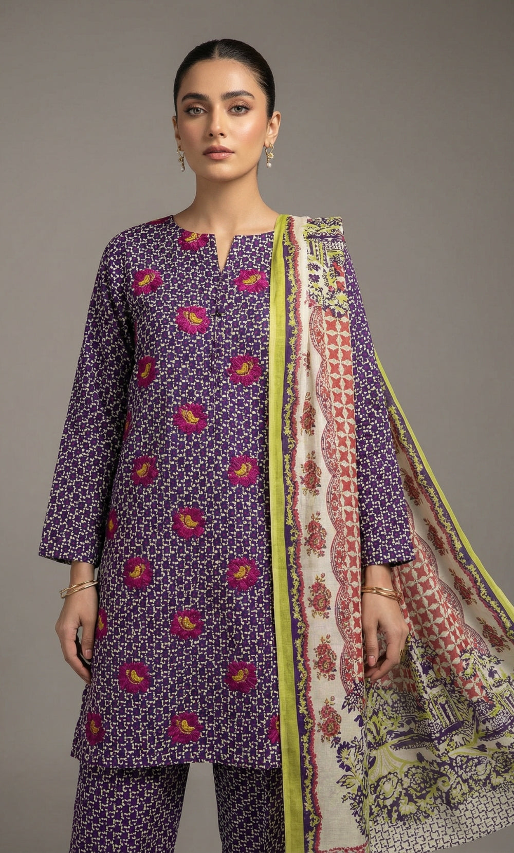 Suhana – 3 Piece Lawn | Embroidered Floral Front -02