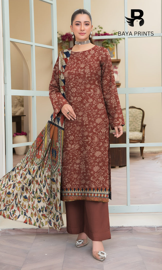 3 Piece Unstitched Karandi Suit BA-V8-9 Hover Image