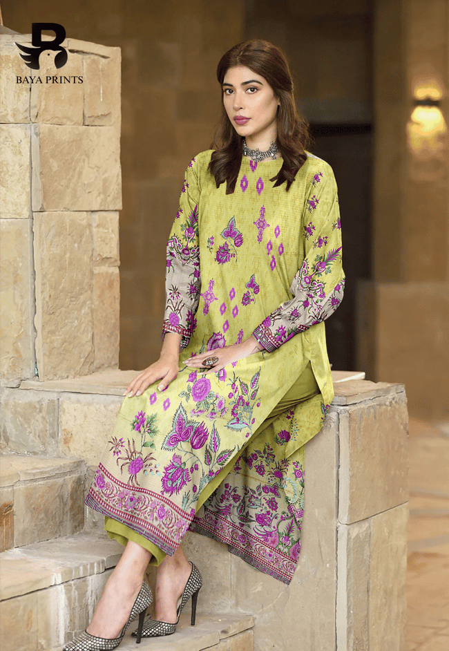 3 Piece Unstitched Printed Viscose Suit With Bamber Chiffon Dupatta - BA-V1-007 Main Image