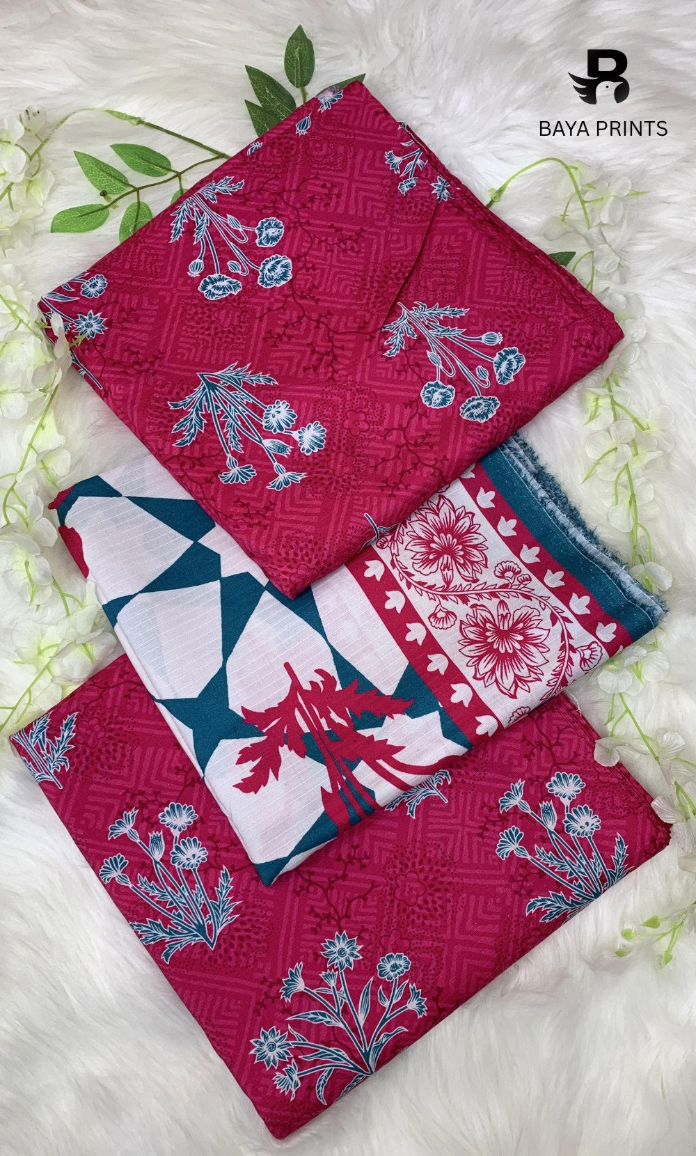 3 Piece Unstitched Printed Doria Linen  Suit  - BA-V4