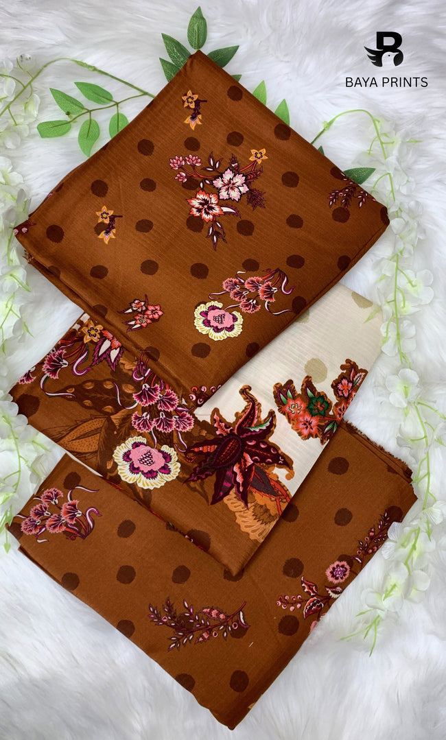 3 Piece Unstitched Printed Doria Linen  Suit  - BA-V4 Hover Image