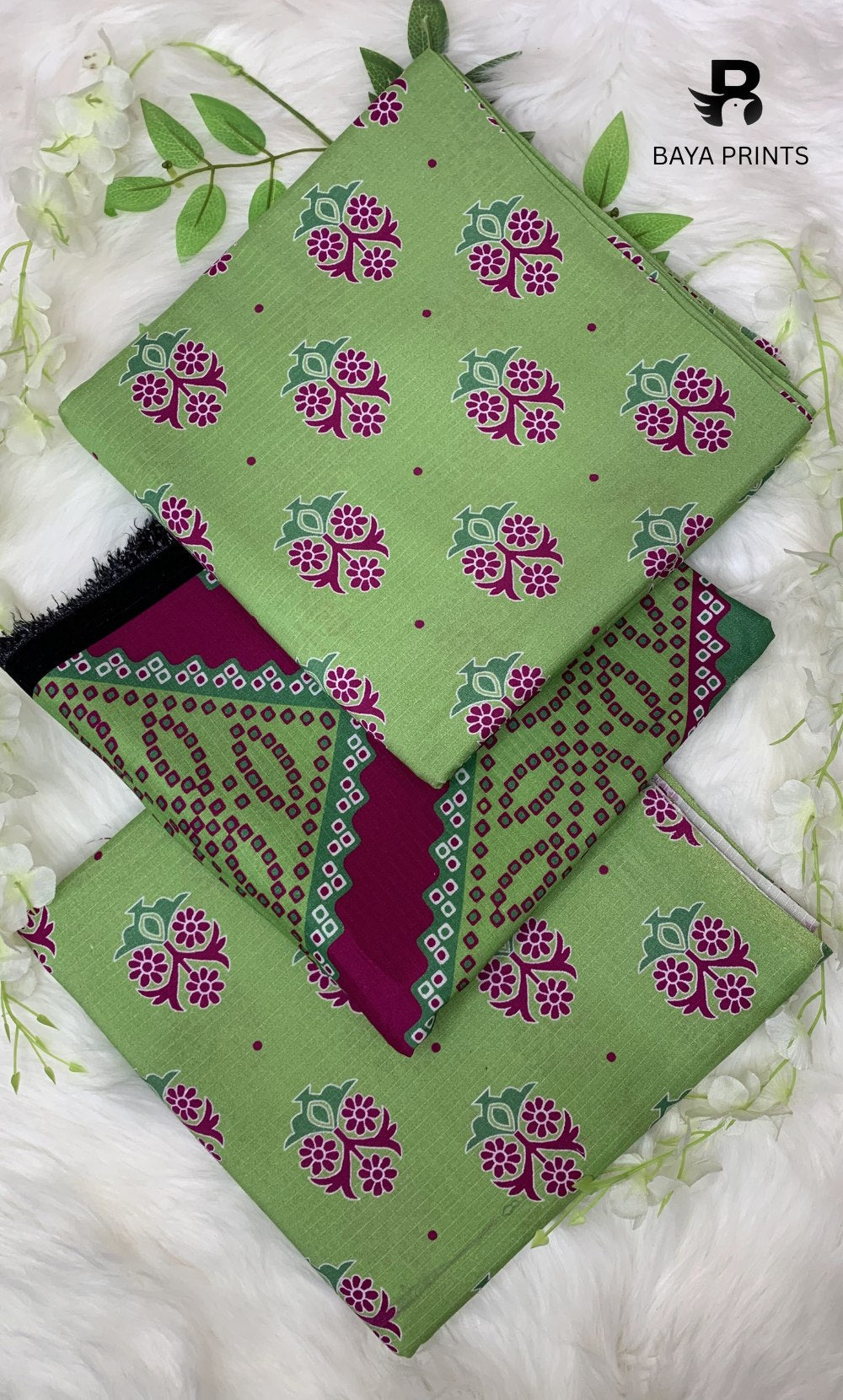 3 Piece Unstitched Printed Doria Linen  Suit  - BA-V3-005