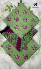 3 Piece Unstitched Printed Doria Linen  Suit  - BA-V3-005