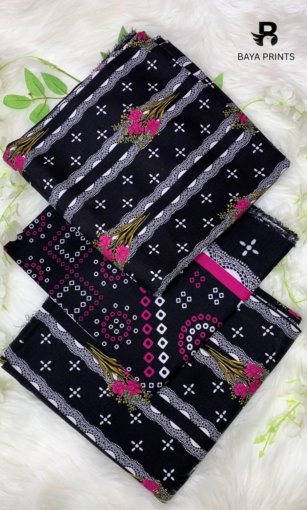 3 Piece Unstitched Printed Doria Linen  Suit  - BA-V4