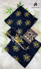 3 Piece Unstitched Printed Doria Linen  Suit  - BA-V4