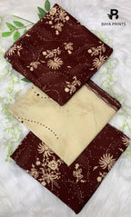 3 Piece Unstitched Printed Doria Linen  Suit  - BA-V4