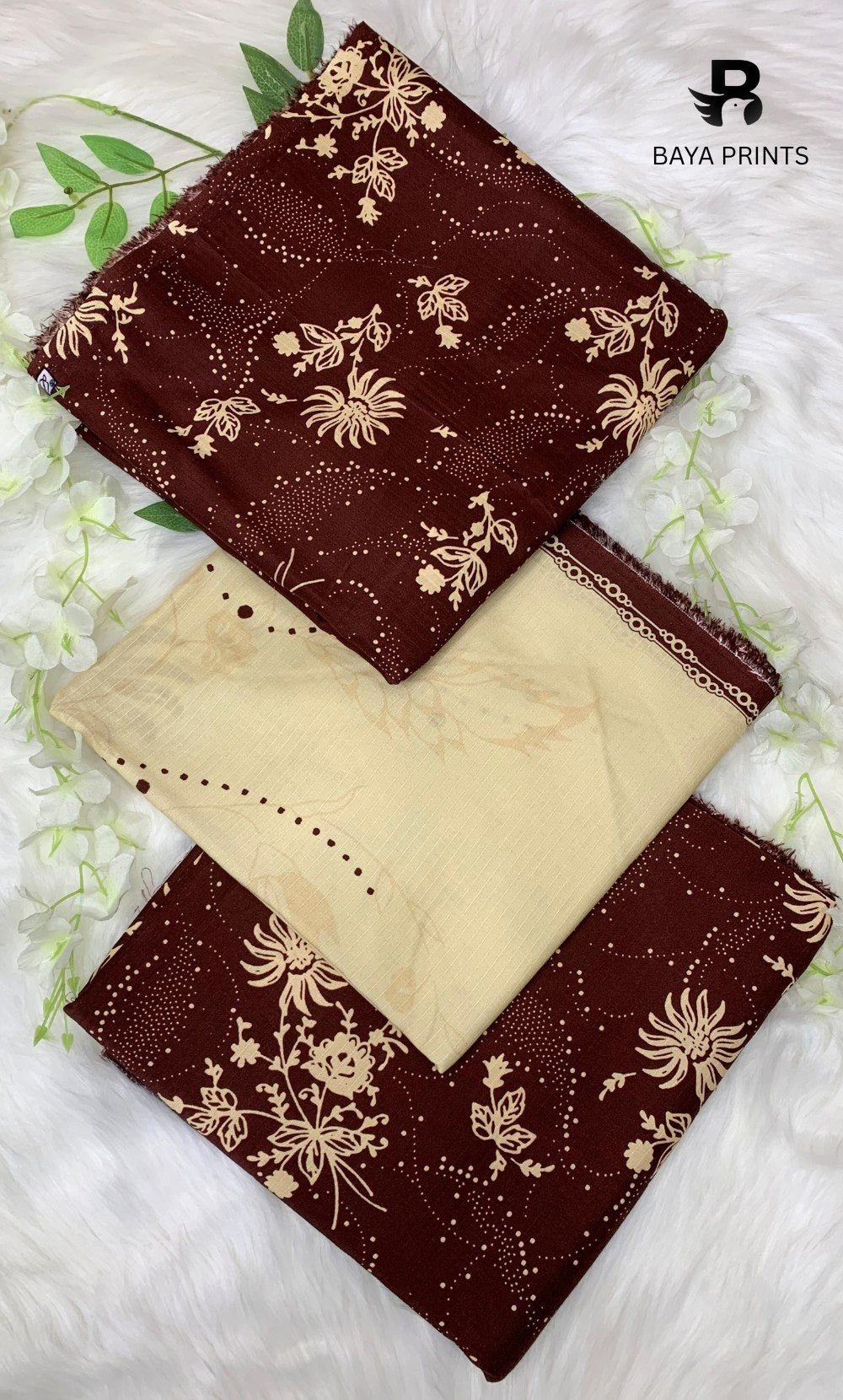 3 Piece Unstitched Printed Doria Linen  Suit  - BA-V4