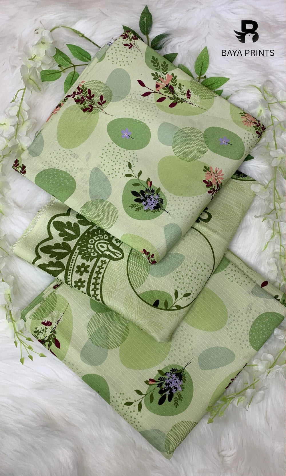 3 Piece Unstitched Printed Doria Linen  Suit  - BA-V4