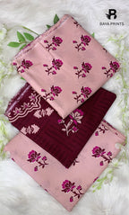 3 Piece Unstitched Printed Doria Linen  Suit  - BA-V3-007