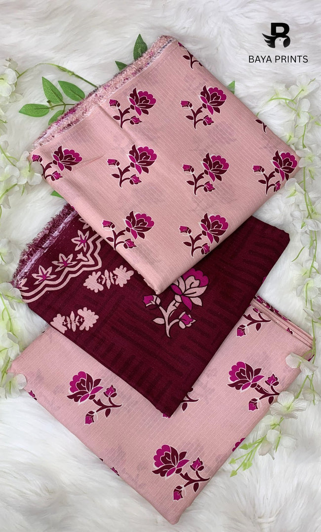 3 Piece Unstitched Printed Doria Linen  Suit  - BA-V3-007 Hover Image