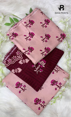 3 Piece Unstitched Printed Doria Linen  Suit  - BA-V3-007