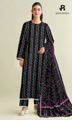 3 Piece Unstitched Printed Doria Linen  Suit  - BA-V4