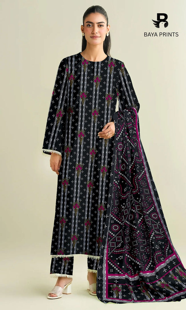 3 Piece Unstitched Printed Doria Linen  Suit  - BA-V4 Main Image