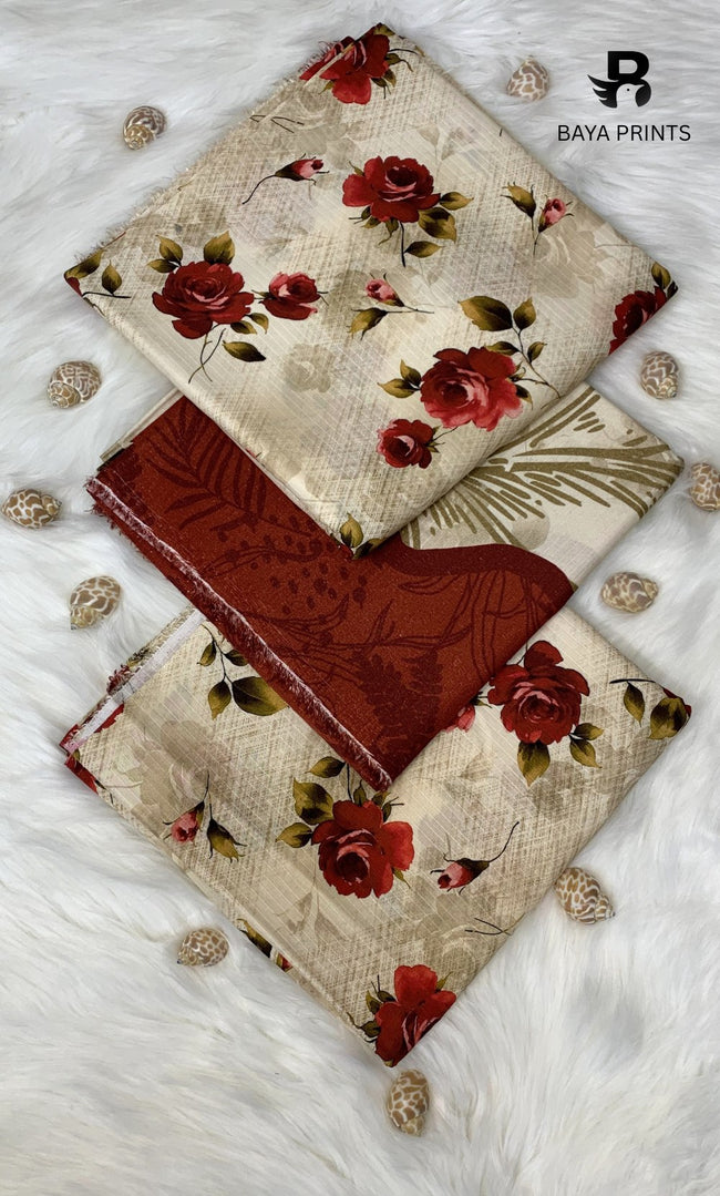 3 Piece Unstitched Printed Doria Linen  Suit  - BA-V3-008 Hover Image