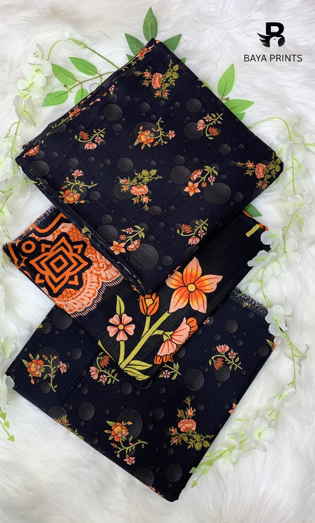 3 Piece Unstitched Printed Doria Linen  Suit  - BA-V3-002 Hover Image