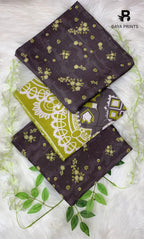 3 Piece Unstitched Printed Doria Linen  Suit  - BA-V4