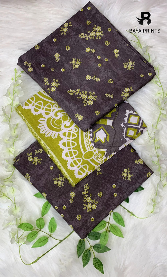 3 Piece Unstitched Printed Doria Linen  Suit  - BA-V4 Hover Image