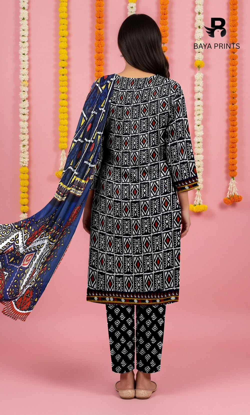 3 Piece Unstitched Printed Doria Viscose Suit with Bamber Dupatta BA-V7-020