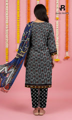 3 Piece Unstitched Printed Doria Viscose Suit with Bamber Dupatta BA-V7-020