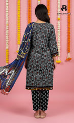 3 Piece Unstitched Printed Doria Viscose Suit with Bamber Dupatta BA-V7-020