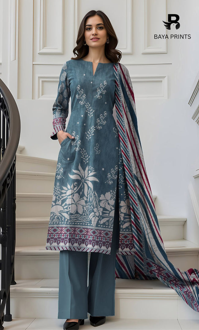 3 Piece Unstitched Karandi Suit BA-V5 006 Hover Image