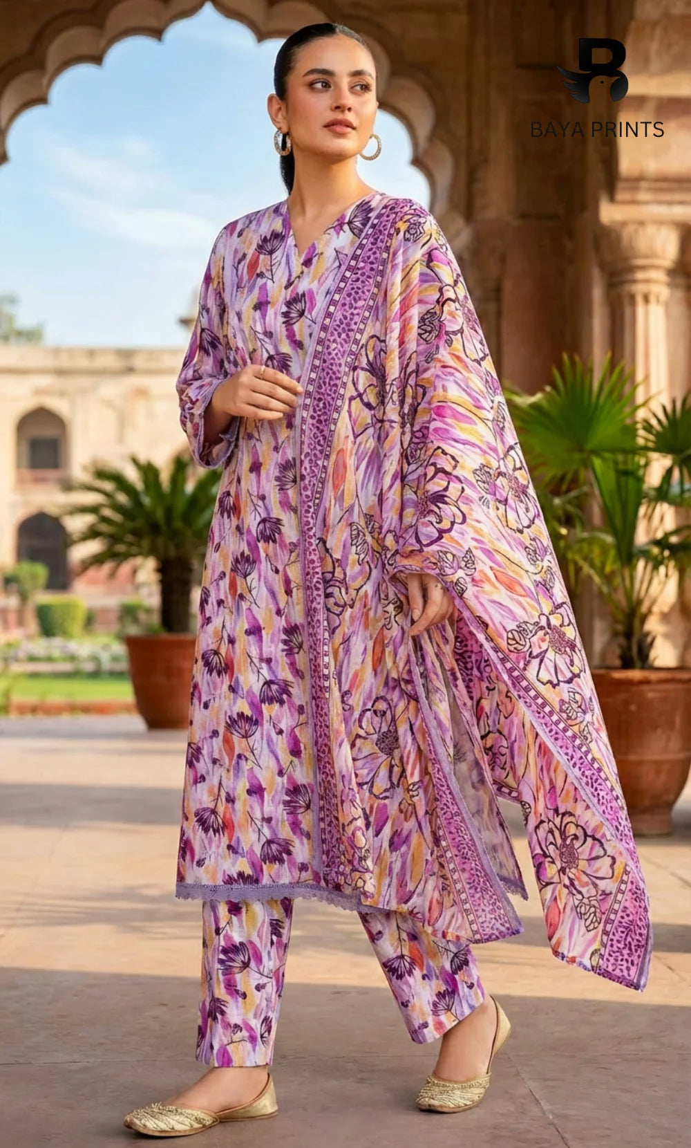 3 Piece Unstitched Printed Lawn Suit -BA-V10