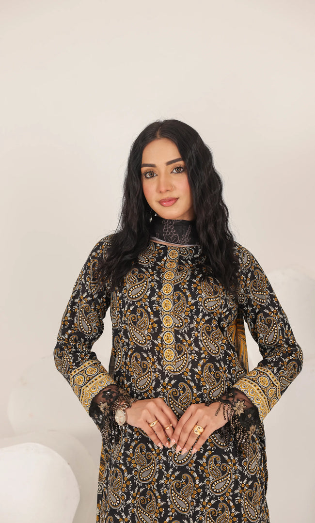 3 Piece Printed Unstitched Lawn Suit | SE-A-09 Main Image