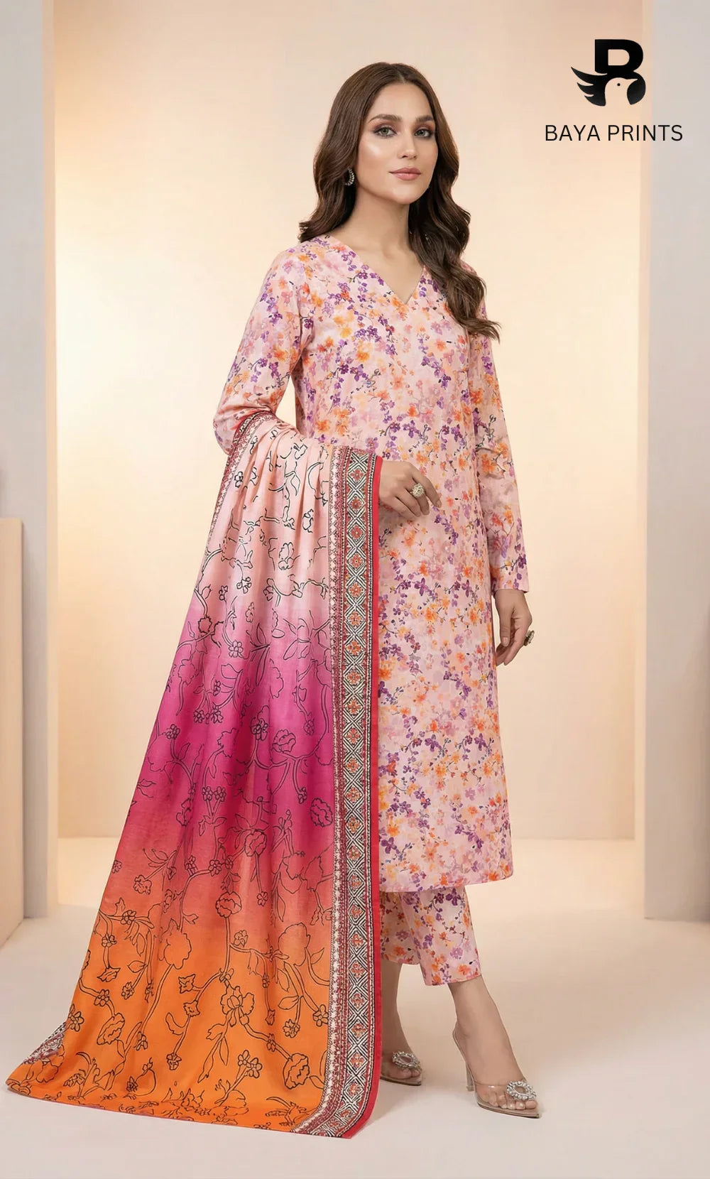 3 Piece Unstitched Premium Lawn Suit- BA-V-14