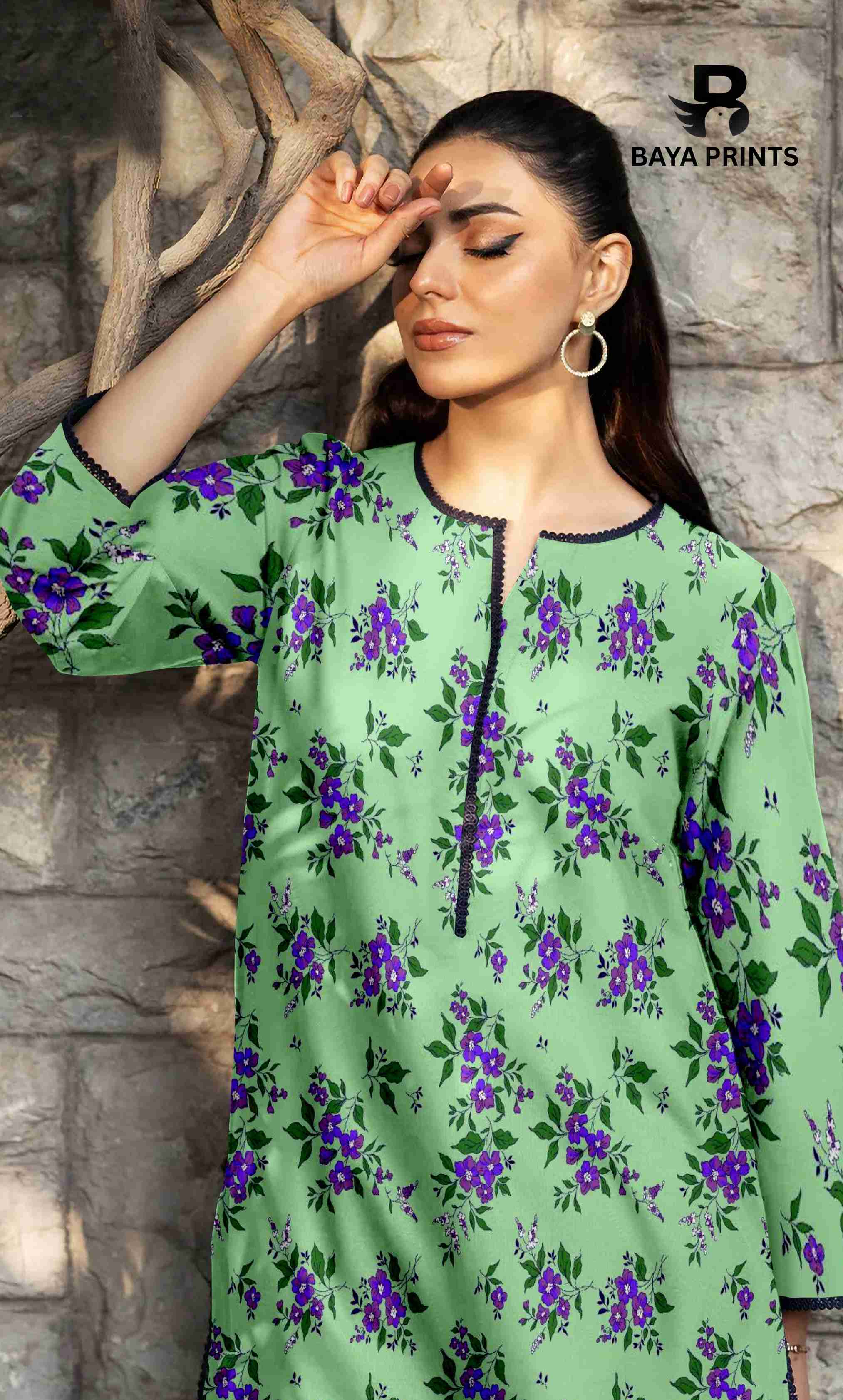 2PC Unstitched Printed Lawn Suit - BA-V7-13