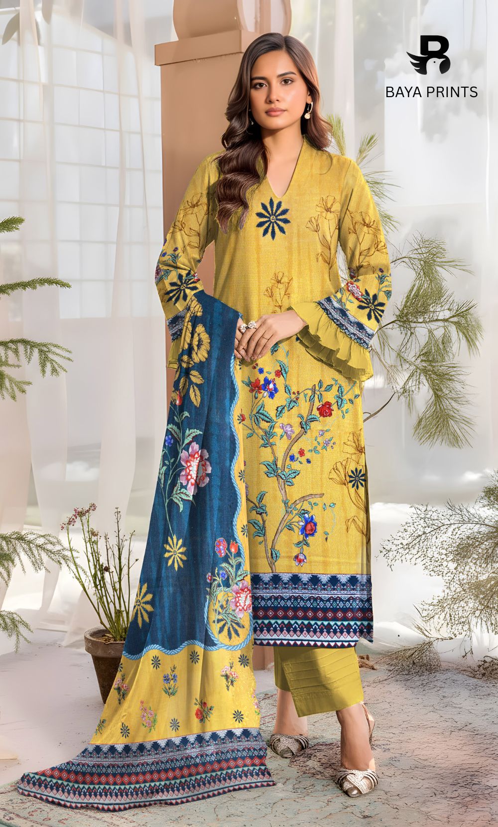 3 Piece Unstitched Karandi Suit BA-V6 006