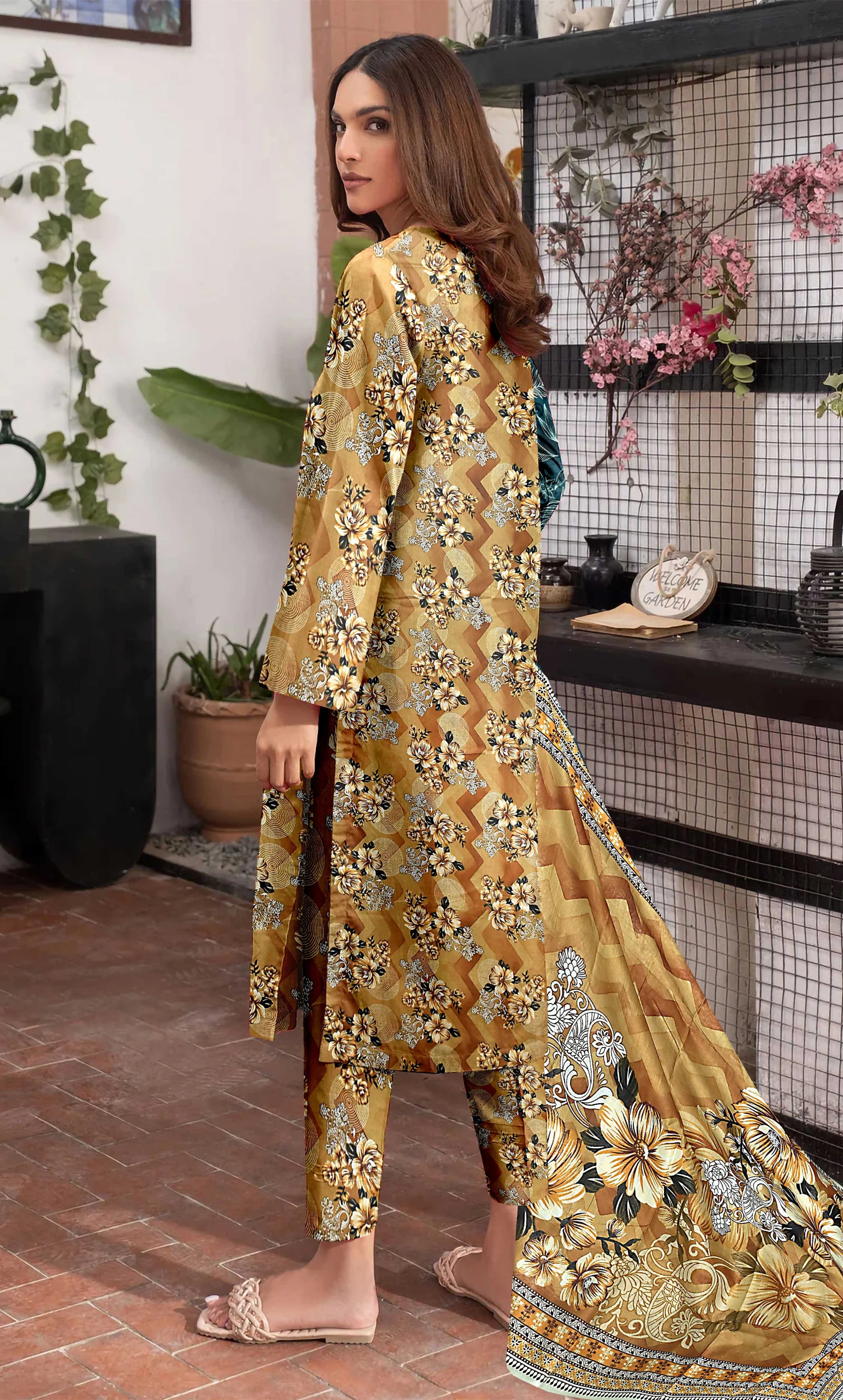 3 Piece Unstitched Printed Lawn Suit With Bamber Chiffon Dupatta - BA-V-31 -9
