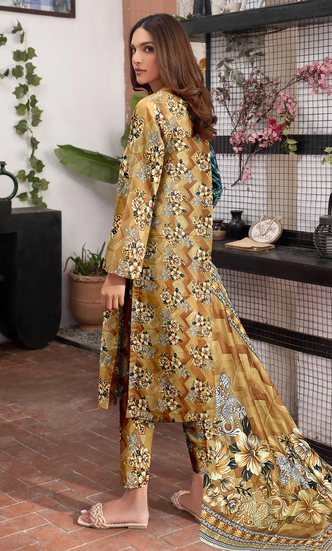 3 Piece Unstitched Printed Lawn Suit With Bamber Chiffon Dupatta - BA-V-31 -9 Main Image