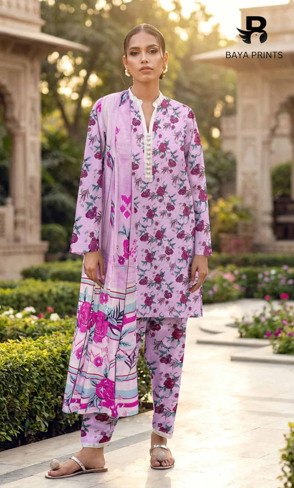 3 Piece Unstitched Printed Lawn Suit -BA-V7