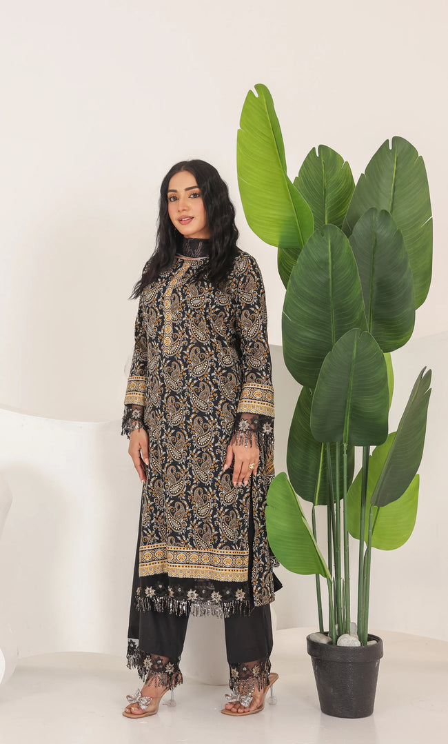 3 Piece Printed Unstitched Lawn Suit | SE-A-09 Hover Image