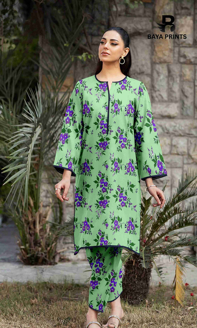 2PC Unstitched Printed Lawn Suit - BA-V7-13 Hover Image