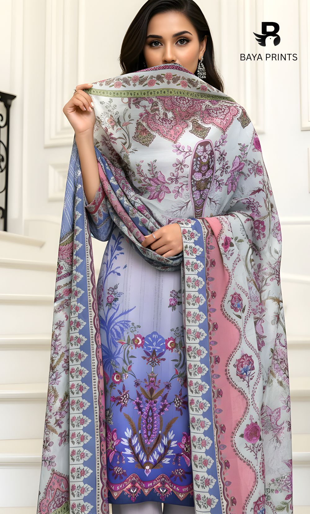 3 Piece Unstitched Karandi Suit BA-V5 007